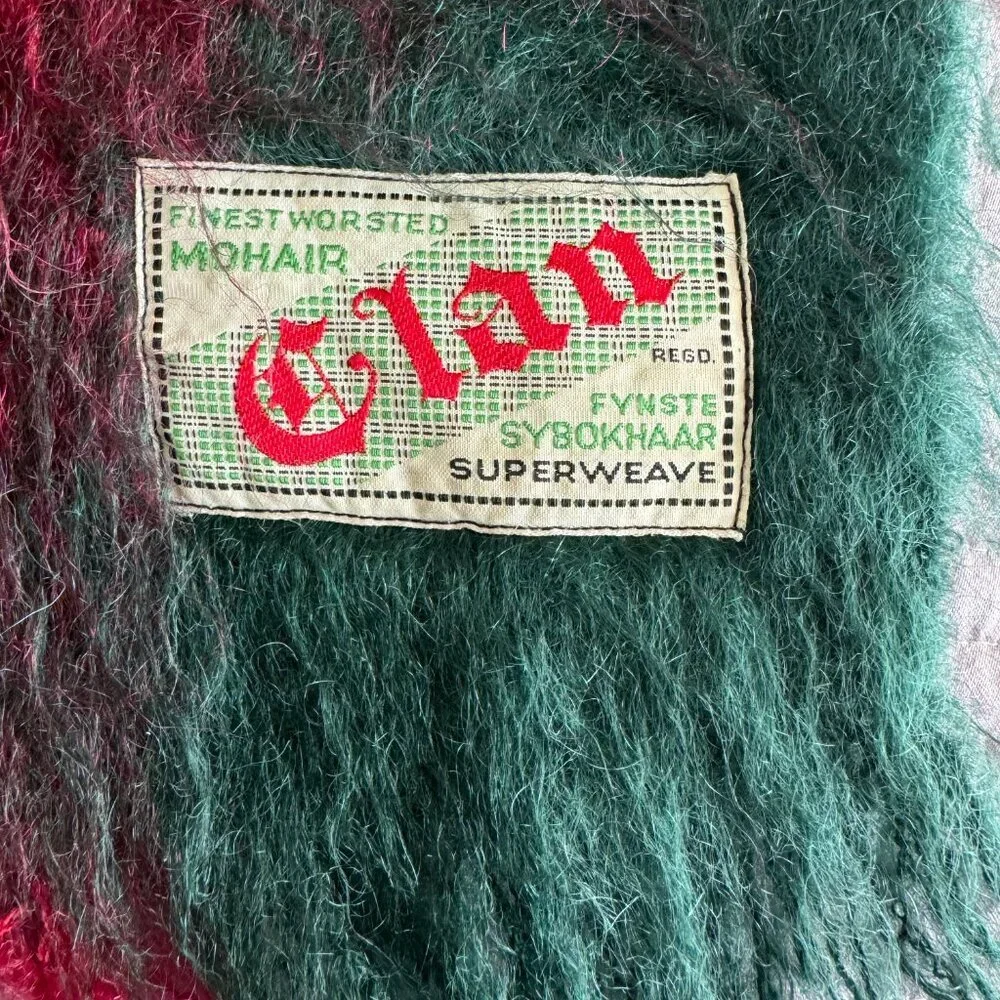 Glen Scotland Mohair Blanket 46 x 70 in Green & Red Plaid Trimingham’s Throw